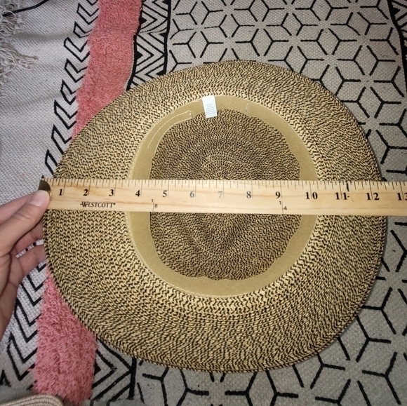 WIDE BRIM FEDORA SUN HAT, W BLACK HATBAND - Picture 14 of 15